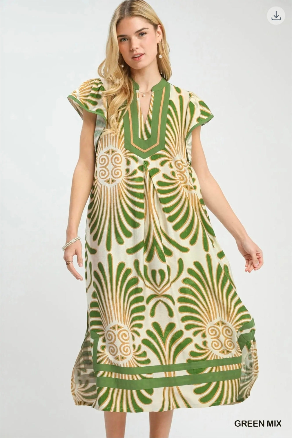 Mix bold print midi dress