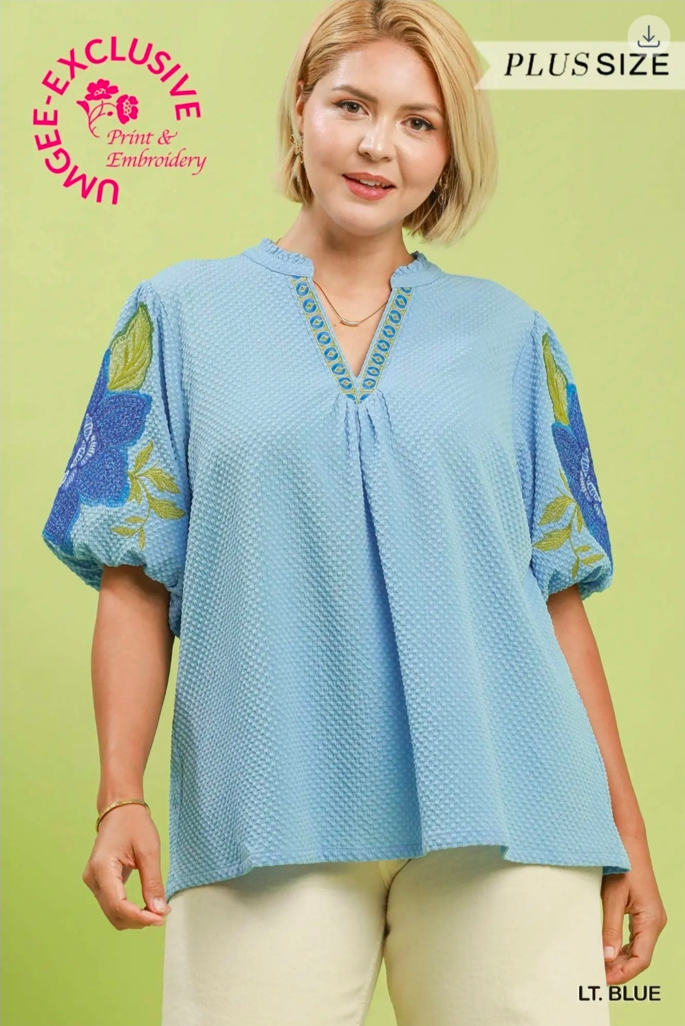 V neck bubble sleeve top