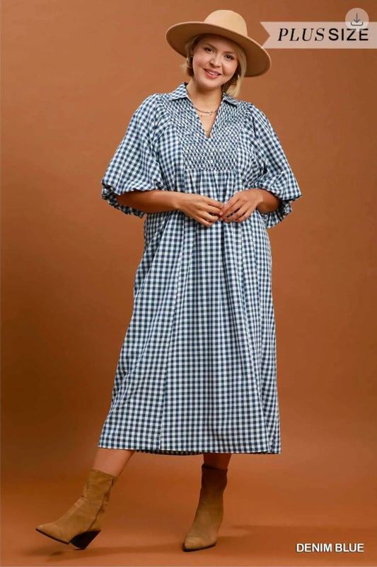 Puff sleeves midi dress