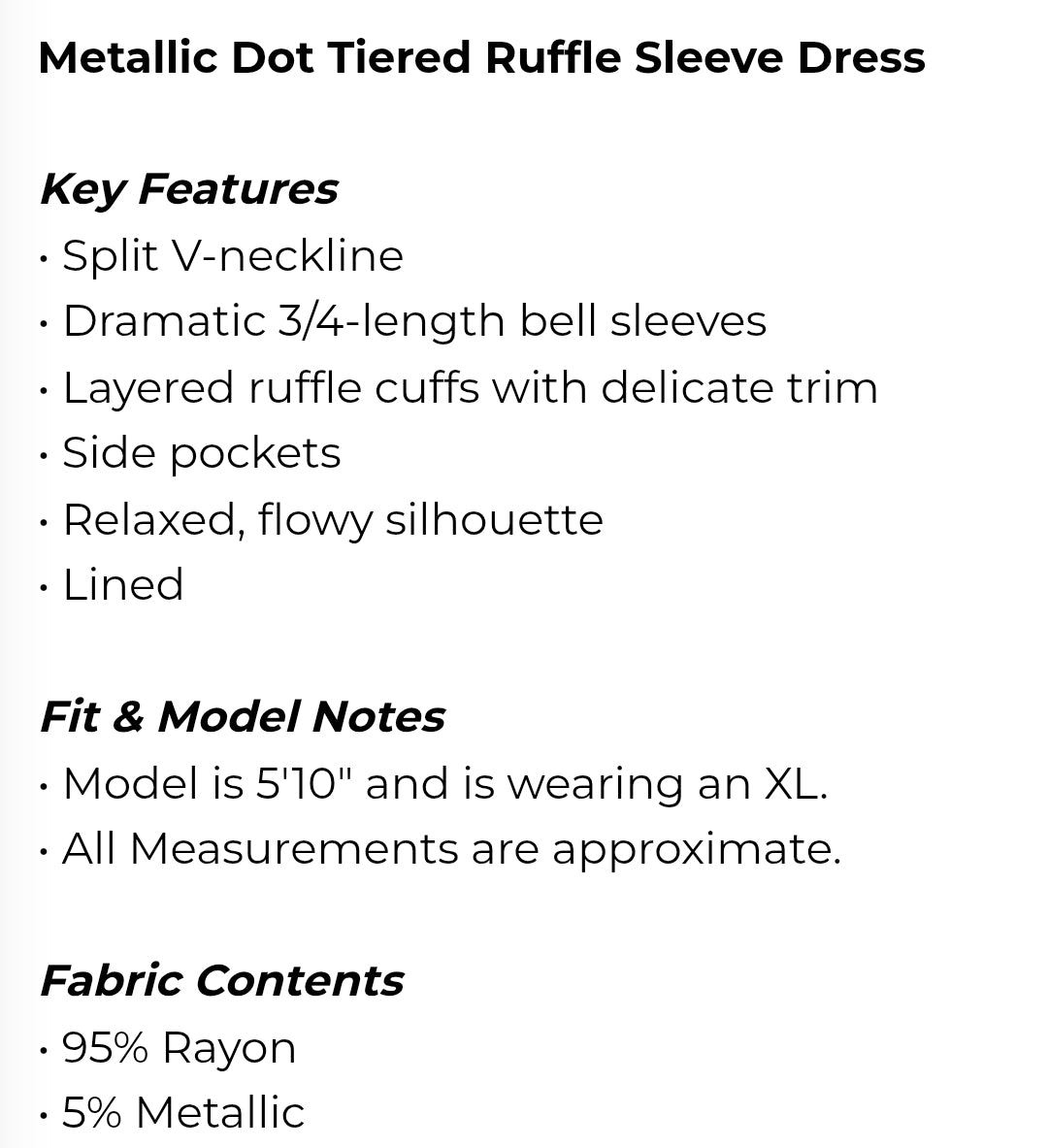 Metallic dot tiered ruffle sleeve dress