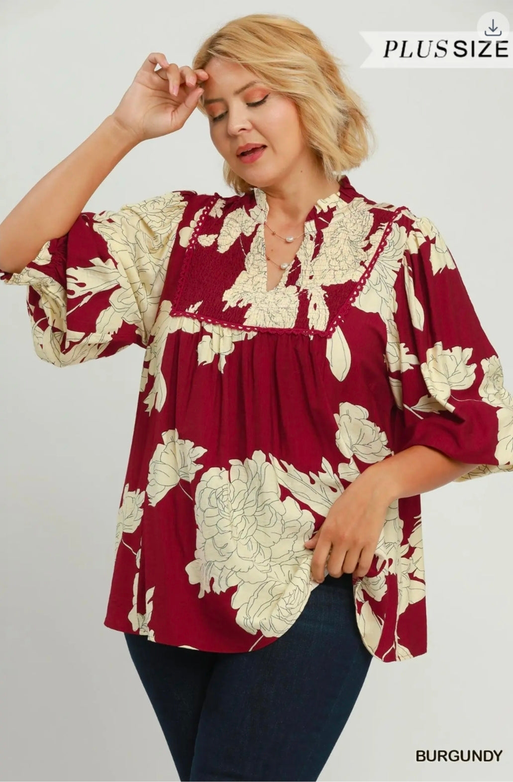Floral smocked blouse